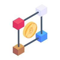 An isometric icon of blockchain network vector