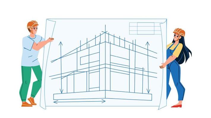 Architectural Project Develop Engineers Vector