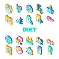 productos dietéticos y colección de herramientas iconos conjunto vector