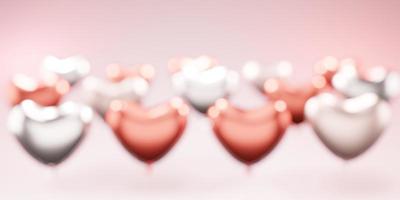 3D rendering illustration Hearts shape red pink background.3d abstract light bokeh Valentines background. Valentine's day concept. photo