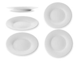 Set of white plate isolated on white background 3D Render photo