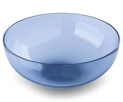 Empty blue glass bowl isolated on white background. 3D rendering photo