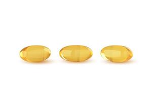 Capsules Omega 3 on white background, 3D rendering photo