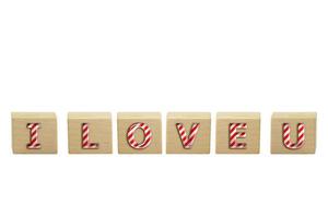 3D illustration I Love You on the wooden box photo