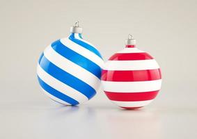 Striped red and blue Christmas tree toy 3d render photo
