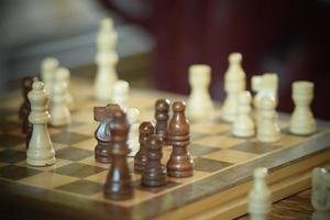 Rustic wooden Chess board photo