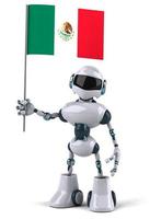 3D illustration of Robot with Mexican flag in hand