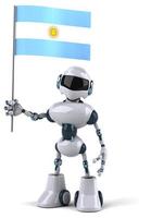 3D illustration of Robot with flag of Argentina in hand photo