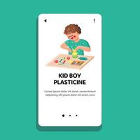 Kid Boy Creativity Time With Plasticine Vector