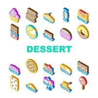 Dessert Delicious Food Collection Icons Set Vector