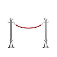 Barrier Chrome Column With Red Elegant Rope Vector