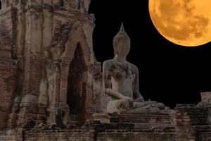 Super moon at ayutthaya in Thailand photo