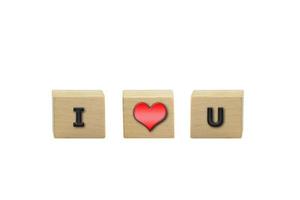 3D illustration I Love You on the wooden box photo