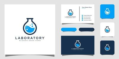 diseño de logotipo y tarjeta de visita de ciencia de laboratorio vector