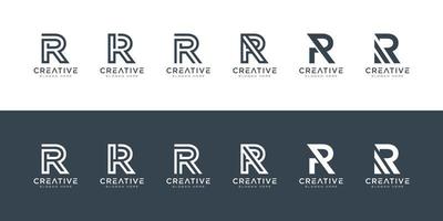 set of initials letter R abstract logo vector design