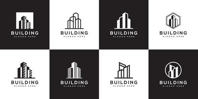 conjunto de edificios de la ciudad del logotipo del edificio para la inspiración del diseño del logotipo vector