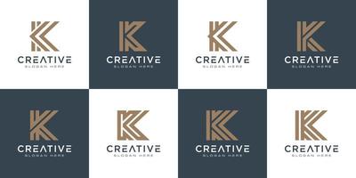 set of initials letter K abstract logo vector design