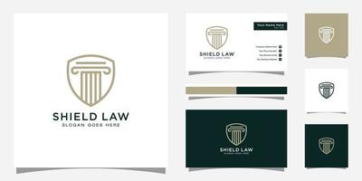 law firm shield logo design vector and business card