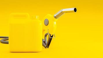 Yellow gallon of oil Mock-Up and fuel nozzle. photo