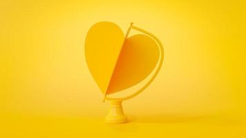 yellow heart on rotating platform. on yellow background. photo