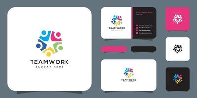 teamwork people community logo design vector