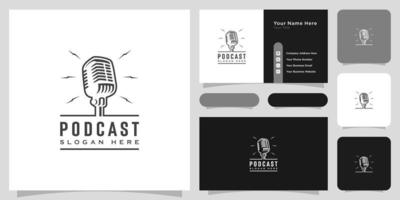 Retro podcast usable logo template vector