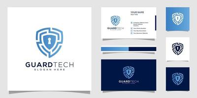 shield security logo design and business card vector