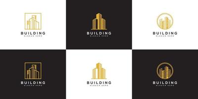 conjunto de edificio logo edificio de la ciudad vector