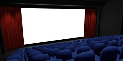 Cinema screen 3D rendering. Cinema mock-up screen. 3D rendering photo