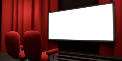 Cinema screen 3D rendering. Cinema mock-up screen. 3D rendering photo