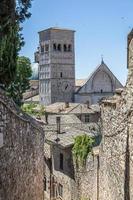 Assisi village in Umbria region, Italy. The town is famous for the most important Italian Basilica dedicated to St. Francis - San Francesco. photo