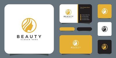 women face beauty logo vector design and business card