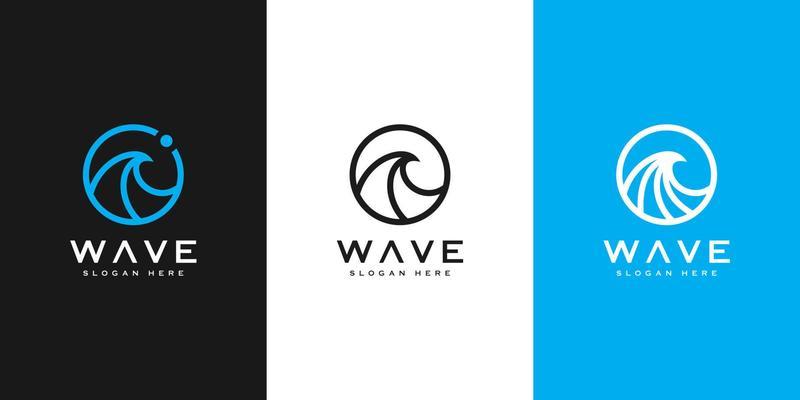 set of wave circle logo vector design