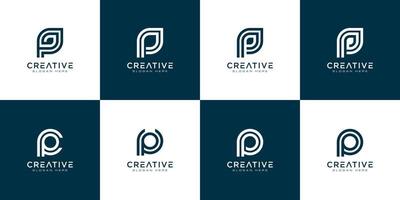 Set of initial letter P abstract logo vector template