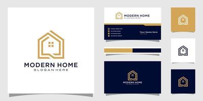 build house logo with line art style. home build abstract for logo and business card design vector