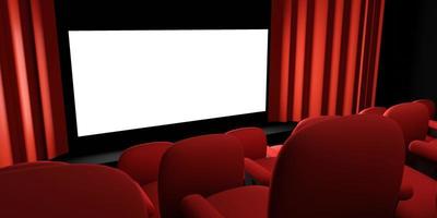 Cinema screen 3D rendering. Cinema mock-up screen. 3D rendering photo