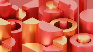 3D Geometric Red and Gold background. 3D Rendering photo