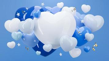 Blue heart balloon background with copy space. Father day concept. 3d renndering photo