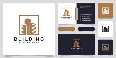 building real estate logo design vector and business card