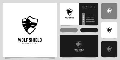 wolf head and shield logo vector design