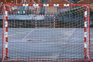 old street soccer goal, sports equipment photo