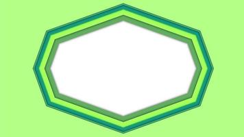 animatie van groene lamellenrand met witte kopieerruimte erin. abstracte geometrische groenboeklagen op elkaar geplaatst. naadloze looping. video geanimeerde achtergrond.