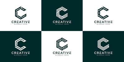 Set of initial letter C hexagon abstract logo vector template