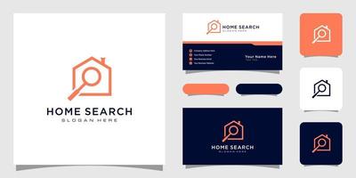 Home search and magnifying glass real estate logo design vector