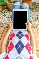 Children playing tablet photo