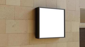 maqueta de señalización de pared realista cuadrada en blanco foto
