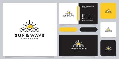 sun beach logo design Premium Vector