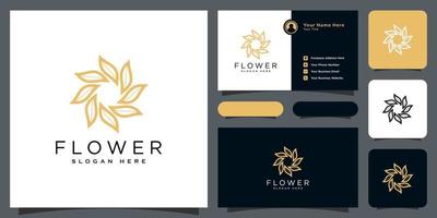 Flower leaf luxury logo with business card design vector