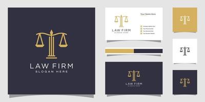 símbolo abogado abogado defensor plantilla estilo lineal empresa logotipo y tarjeta de visita