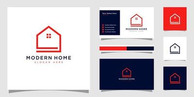 construye el logo de la casa con estilo de arte lineal. resumen de construcción casera para el diseño de logotipos y tarjetas de visita vector
